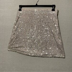 1. State Glittering Silver Mini Skirt